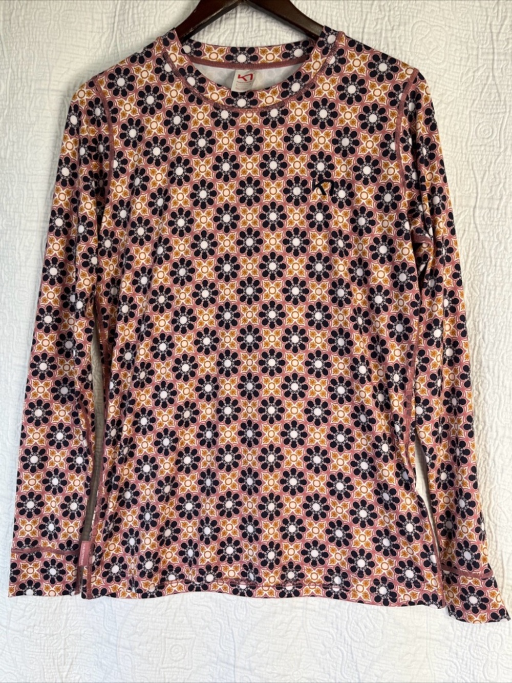 Kari Traa Cant Miss Me Base Layer Shirt Large Floral Geometric All Over Print L